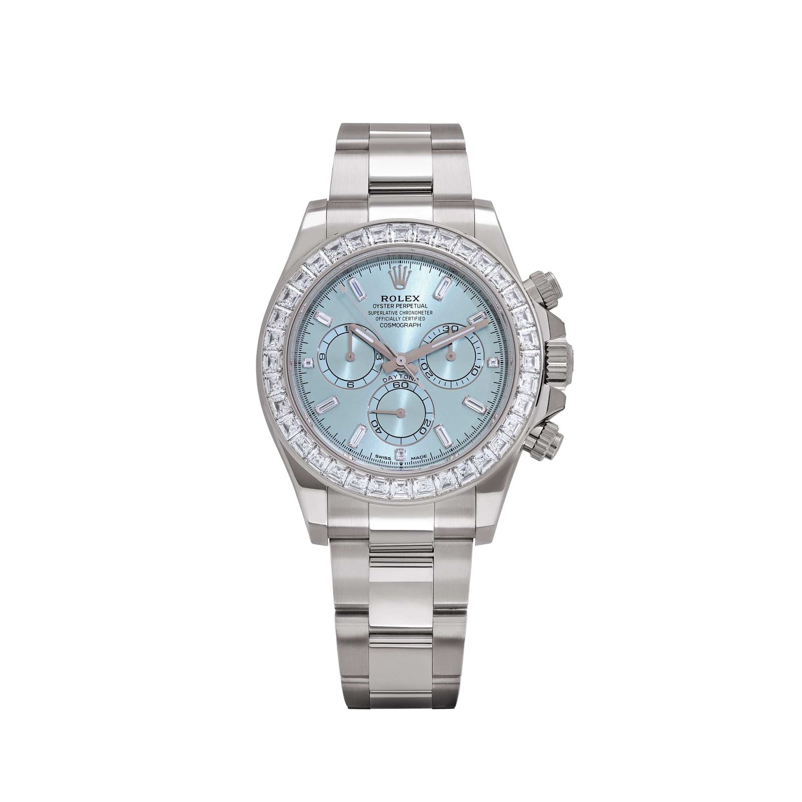 Rolex Daytona Platinum Ice Blue Diamond Dial Diamond Bezel