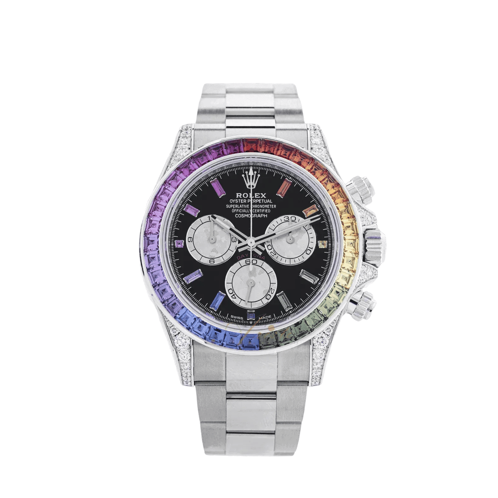 Rolex Daytona Rainbow White Gold Black Sapphire Dial
